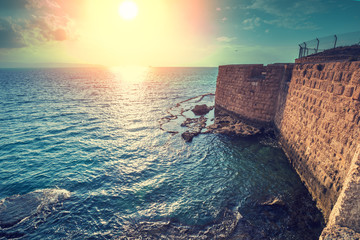 Old city Akko on the seashore. Israel