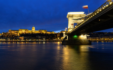 Chain Bridge, Budapest, Hungary at blue hour