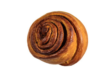 Sweet cinnamon bun isolated on white background