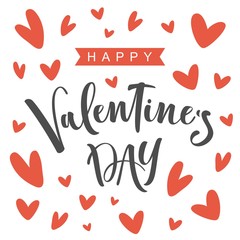 Happy Valentines Day typography poster with handwritten text.