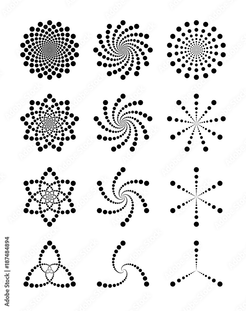 Poster vector set of abstract dotted shapes.