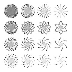 Vector set of abstract dotted shapes.