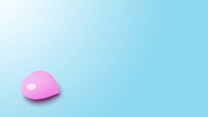 One heart on pastel backkground.Only one love.Valentine concept.3d rendering.