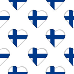 Obraz premium Seamless pattern from hearts with flag of Finland.