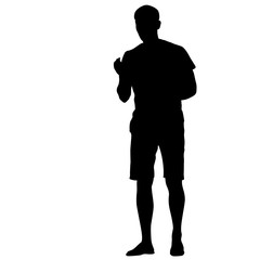 Silhouette of People Standing on White Background