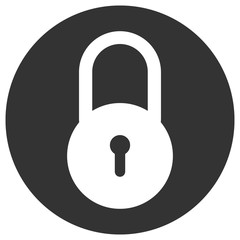 Closed round lock with keyhole in circle. Vector icon.