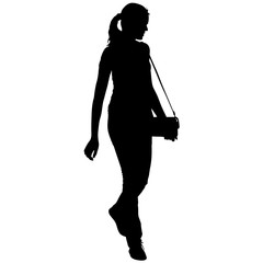 Silhouette of People walking on White Background