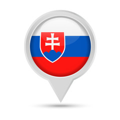 Slovakia Flag Round Pin Vector Icon