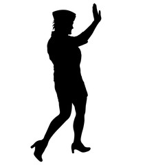 Silhouette of People dancing with a raised hand on White Background