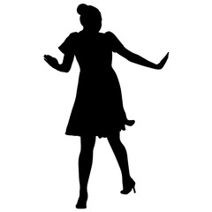 Silhouette of People dancing with a raised hand on White Background