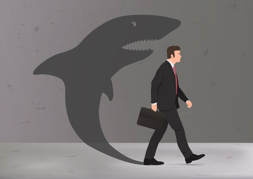 business - homme d’affaires - concept - requin - ombre - symbole - entreprise - commerce