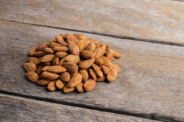 almond on wooden background