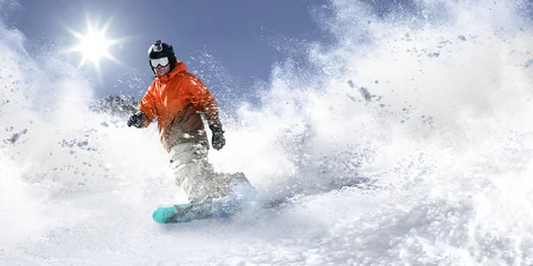 Crédence de cuisine en verre imprimé Sports dhiver skieur d& 39 hiver