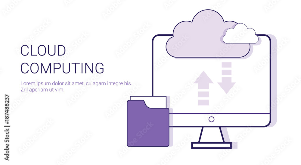 Poster cloud computing service online database business concept template web banner with copy space vector 