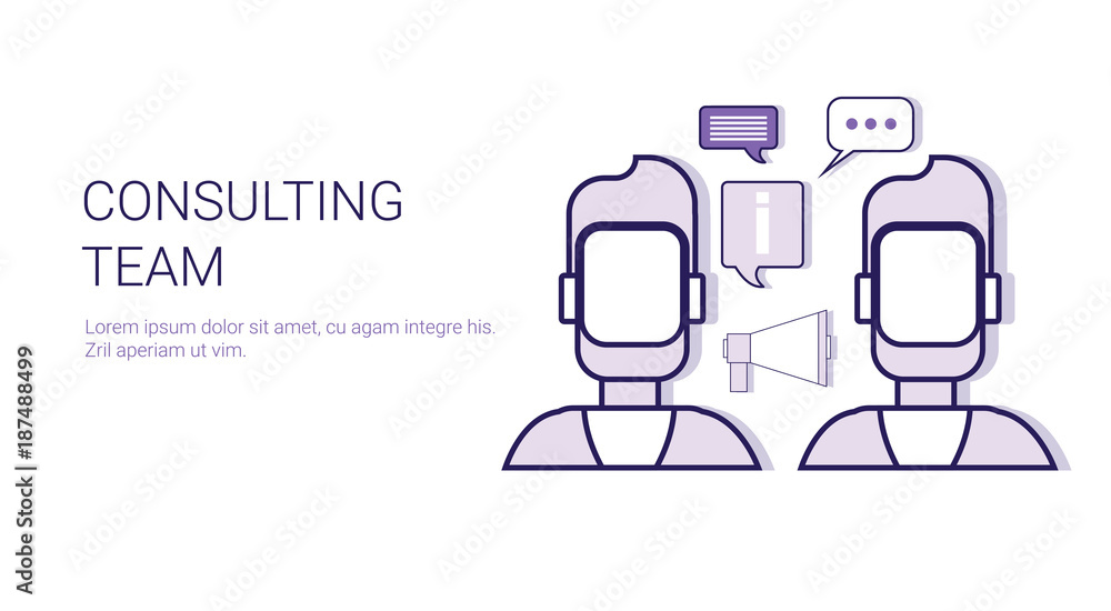 Aufkleber consulting team technical support service business concept web banner with copy space vector illustr