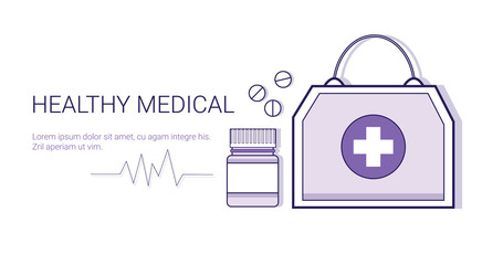 Obraz premium Healthy Medical Online Doctor Mobile Application Business Concept Template Web Banner With Copy Space Vector Illustration