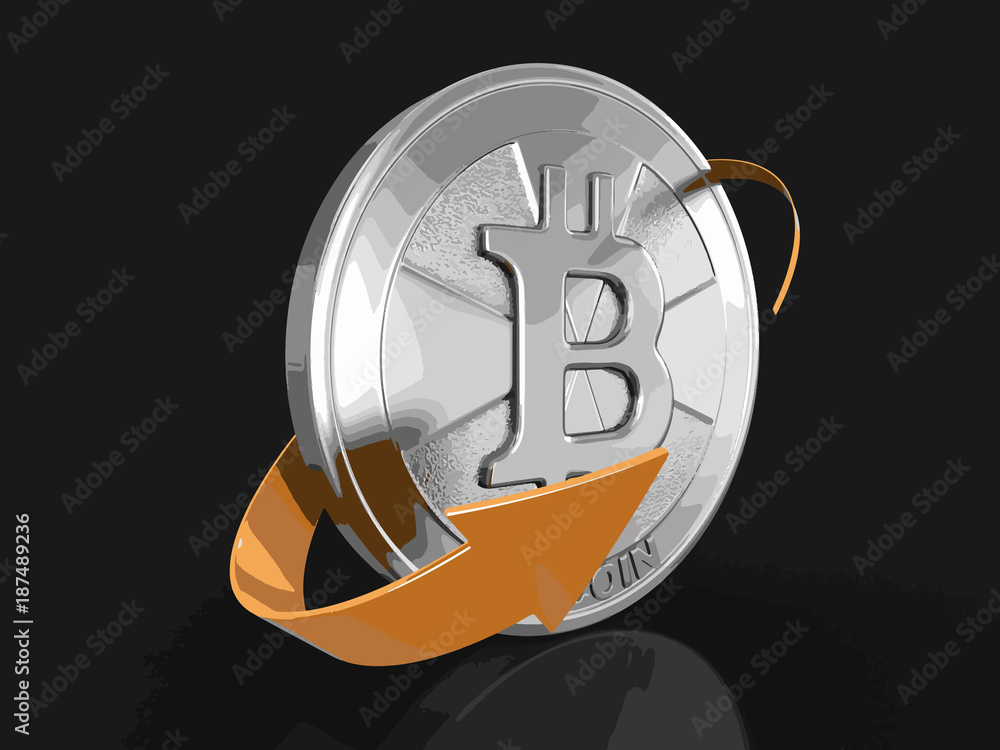 Poster bitcoin and arrow. image with clipping path