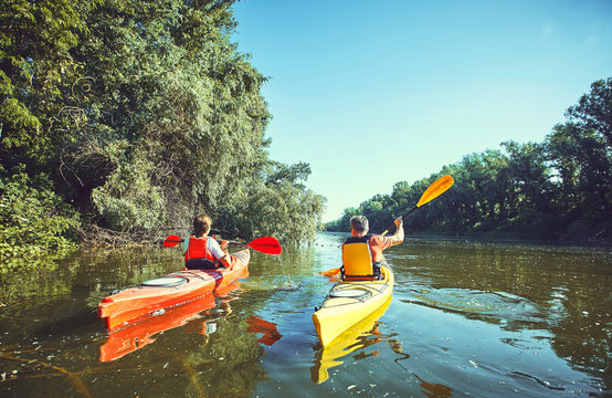 A canoe trip on the river in the summer.