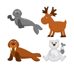 Fototapeta premium Adorable animals from cold countries and North Pole