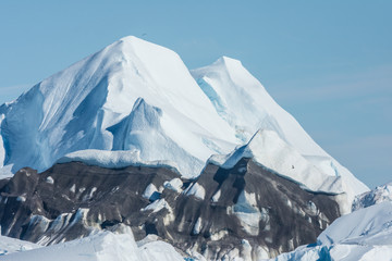 Stranded icebergs at the mouth of the Icefjord near Ilulissat, Greenland