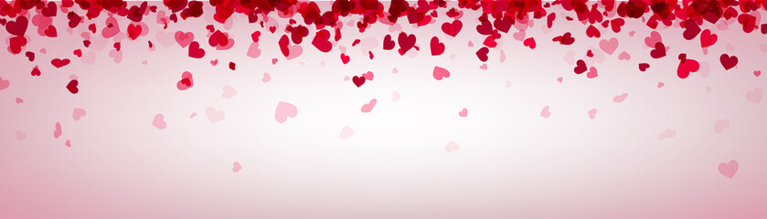 Love valentine's banner with pink hearts.