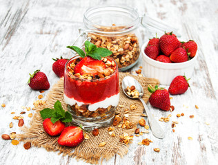 Yogurt and granola for breakfast