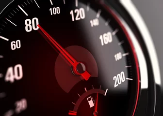 Fotobehang Limitation de vitesse à 80 km/h, Compteur de véhicule © Olivier Le Moal