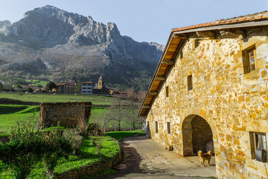 Typical Basque landscape between mountains