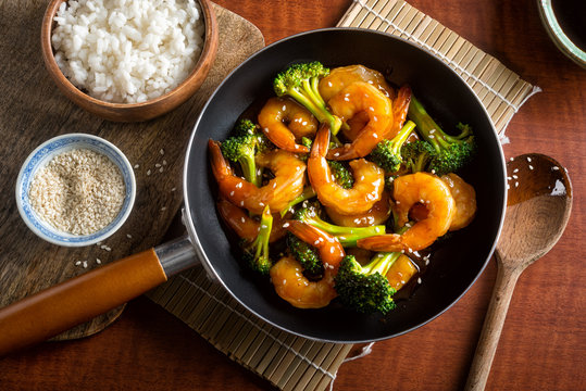 Shrimp Teriyaki with Broccoli and Sesame Seeds
