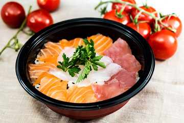 japanese food Mix Sashimi Chirashi Rice Bowl