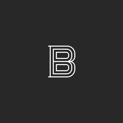 Letter B logo medieval monogram. Initial for business card simple emblem. Creative linear mark minimal style art design.