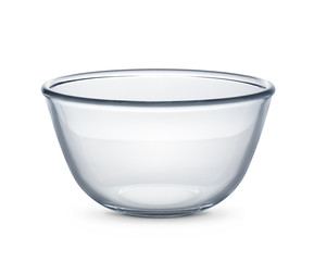 Empty glass bowl isolated with clipping path