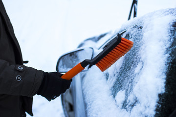 car, winter, people and vehicle concept