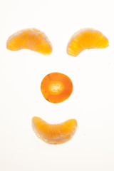 figures of clementine parts isolated on white background