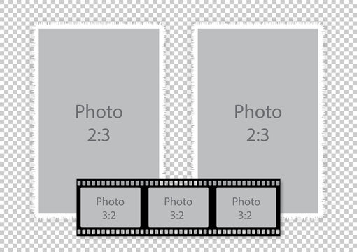 Film strip frames collage for photoalbum