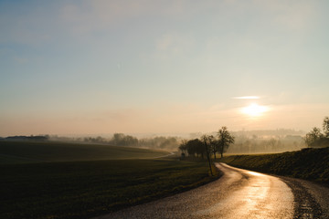 Sunrise in Austria on the countryside