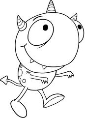 Cute Silly Monster Alien Vector Illustration Art