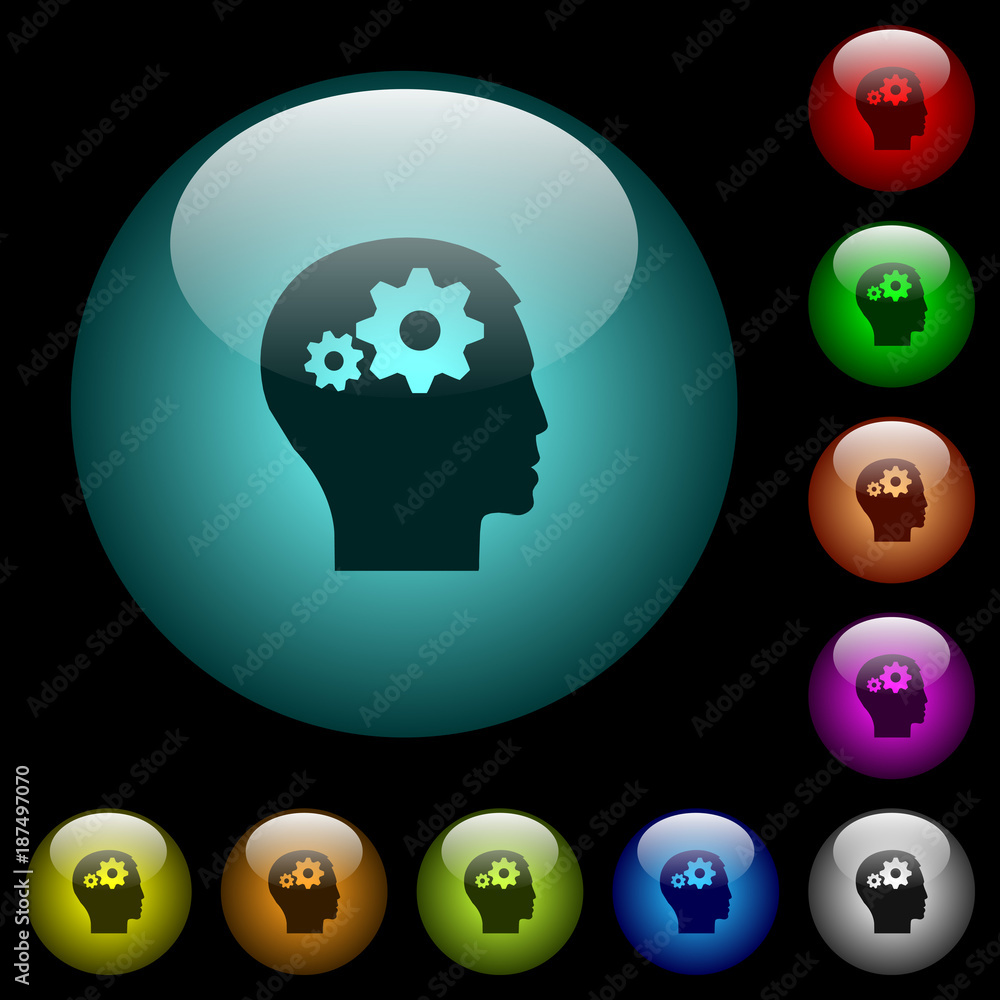 Aufkleber user settings icons in color illuminated glass buttons
