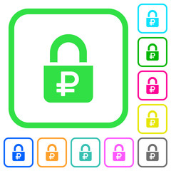 Locked Rubles vivid colored flat icons