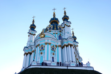 Fototapeta na wymiar Beautiful St. Andrew's Church, Kiev, Ukraine