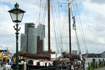 Fototapeta na wymiar Historic Freighters in the Veerhaven