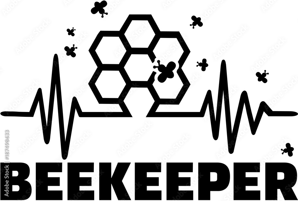 Poster beekeeper heartbeat line with job title