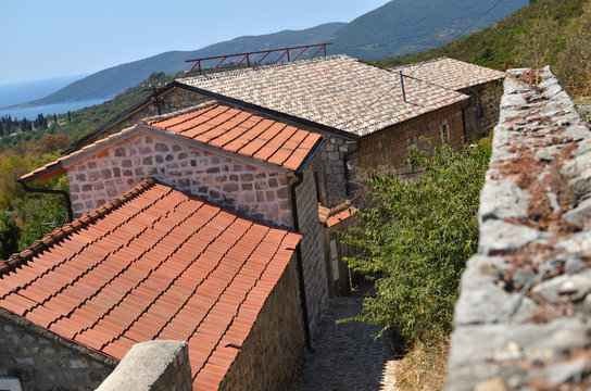 Small rustic houses in a village on Adriatic coast