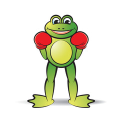 happy frog vector cartoon boxing player standing