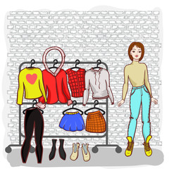 girl with a set of clothes summer