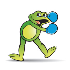 happy frog vector cartoon playing with boxing gloves