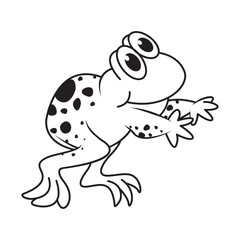 black outline happy vector cartoon frog walking 