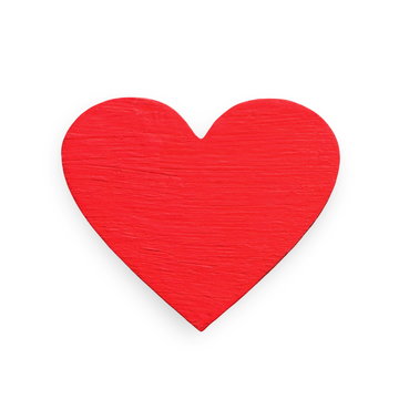Valentine day background, red wooden heart isolated