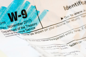 W9 Tax Form Highlighted Background