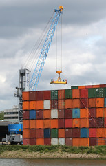 Containers stored along the quay
